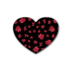 Red Autumn Leaves Autumn Forest Rubber Coaster (heart) by Ravend