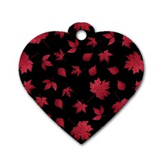 Red Autumn Leaves Autumn Forest Dog Tag Heart (one Side) by Ravend