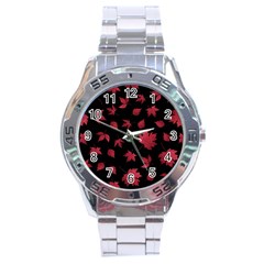 Red Autumn Leaves Autumn Forest Stainless Steel Analogue Watch by Ravend