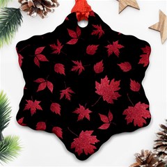 Red Autumn Leaves Autumn Forest Snowflake Ornament (two Sides) by Ravend