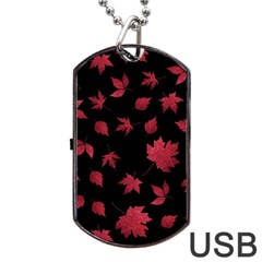 Red Autumn Leaves Autumn Forest Dog Tag Usb Flash (two Sides) by Ravend