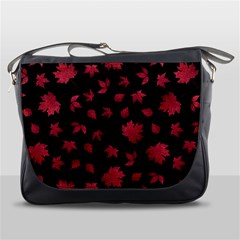 Red Autumn Leaves Autumn Forest Messenger Bag by Ravend