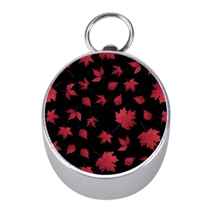 Red Autumn Leaves Autumn Forest Mini Silver Compasses