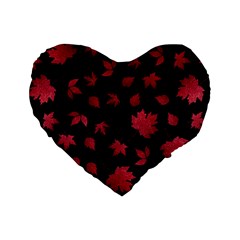 Red Autumn Leaves Autumn Forest Standard 16  Premium Flano Heart Shape Cushions by Ravend