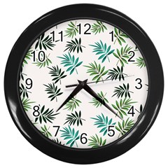 Leaves Plant Design Template Wall Clock (black) by Ravend