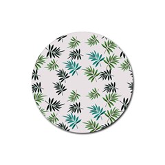 Leaves Plant Design Template Rubber Coaster (round)