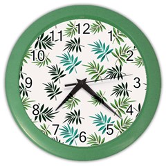 Leaves Plant Design Template Color Wall Clock by Ravend