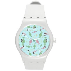 Toffees Candy Sweet Dessert Round Plastic Sport Watch (m) by Ravend