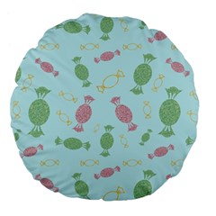 Toffees Candy Sweet Dessert Large 18  Premium Flano Round Cushions by Ravend