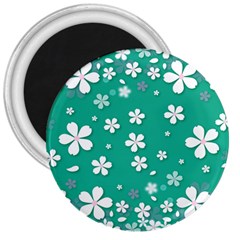 Pattern Background Daisy Flower Floral 3  Magnets by Ravend