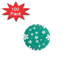 Pattern Background Daisy Flower Floral 1  Mini Magnets (100 Pack)  by Ravend