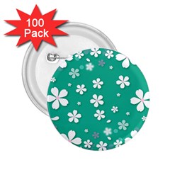 Pattern Background Daisy Flower Floral 2 25  Buttons (100 Pack) 