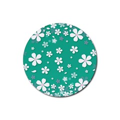 Pattern Background Daisy Flower Floral Rubber Coaster (round)