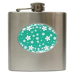 Pattern Background Daisy Flower Floral Hip Flask (6 Oz) by Ravend