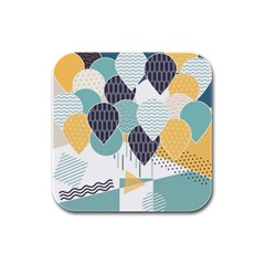 Abstract Balloon Pattern Decoration Rubber Square Coaster (4 Pack) by Ravend