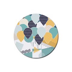 Abstract Balloon Pattern Decoration Rubber Round Coaster (4 Pack) by Ravend