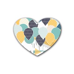 Abstract Balloon Pattern Decoration Rubber Heart Coaster (4 Pack) by Ravend