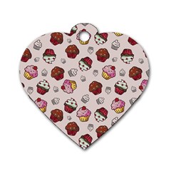 Cake Cupcake Sweet Dessert Food Dog Tag Heart (two Sides) by Ravend