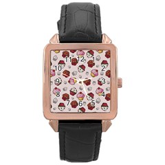 Cake Cupcake Sweet Dessert Food Rose Gold Leather Watch  by Ravend