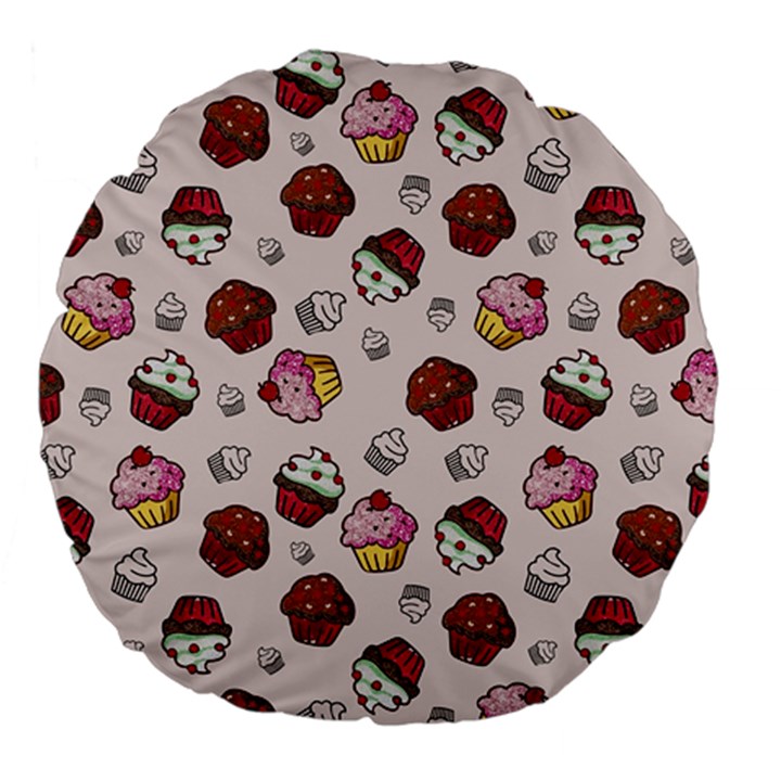 Cake Cupcake Sweet Dessert Food Large 18  Premium Flano Round Cushions