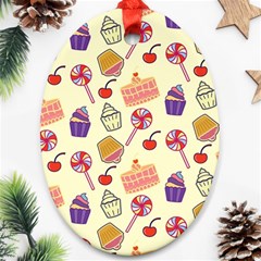 Cupcake Pattern Lollipop Ornament (oval) by Ravend