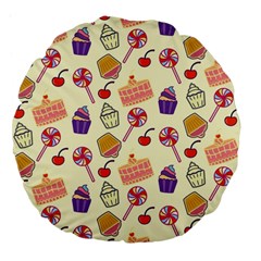 Cupcake Pattern Lollipop Large 18  Premium Flano Round Cushions by Ravend