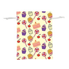 Cupcake Pattern Lollipop Lightweight Drawstring Pouch (l) by Ravend