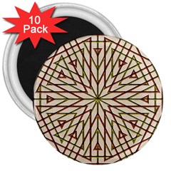 Kaleidoscope Line Triangle Pattern 3  Magnets (10 Pack)  by Ravend