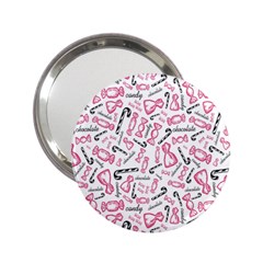 Candy Pink Black-cute Sweat 2 25  Handbag Mirrors by Ravend