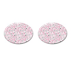 Candy Pink Black-cute Sweat Cufflinks (oval) by Ravend