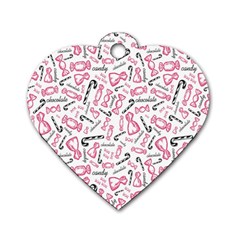 Candy Pink Black-cute Sweat Dog Tag Heart (one Side) by Ravend