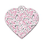 Candy Pink Black-cute Sweat Dog Tag Heart (Two Sides) Front