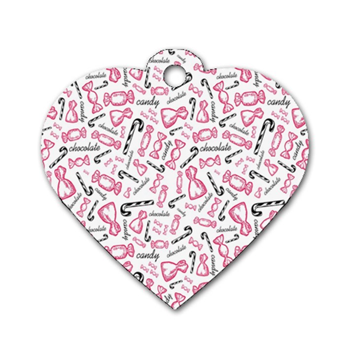 Candy Pink Black-cute Sweat Dog Tag Heart (Two Sides)