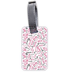 Candy Pink Black-cute Sweat Luggage Tag (two Sides) by Ravend