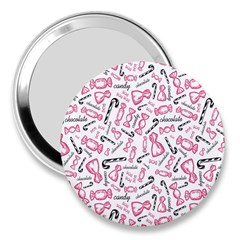 Candy Pink Black-cute Sweat 3  Handbag Mirrors by Ravend