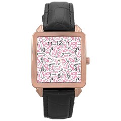 Candy Pink Black-cute Sweat Rose Gold Leather Watch  by Ravend