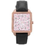 Candy Pink Black-cute Sweat Rose Gold Leather Watch  Front