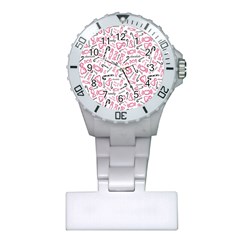 Candy Pink Black-cute Sweat Plastic Nurses Watch by Ravend