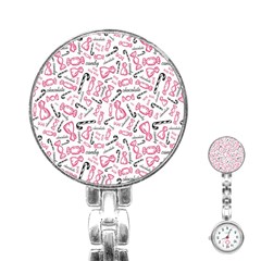 Candy Pink Black-cute Sweat Stainless Steel Nurses Watch by Ravend