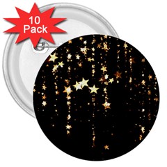 Stars Christmas Background Pattern 3  Buttons (10 Pack)  by danenraven