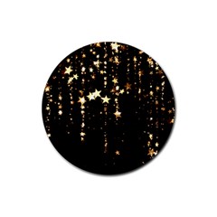 Stars Christmas Background Pattern Rubber Coaster (round)