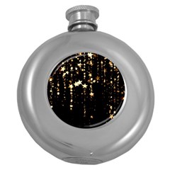 Stars Christmas Background Pattern Round Hip Flask (5 Oz) by danenraven