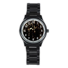 Stars Christmas Background Pattern Stainless Steel Round Watch