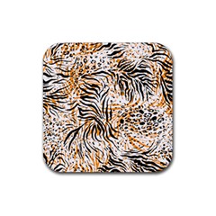 Tiger Pattern Background Rubber Coaster (square) by danenraven