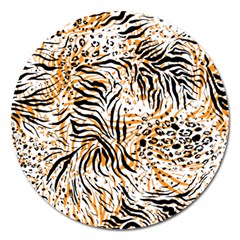 Tiger Pattern Background Magnet 5  (round) by danenraven