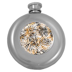 Tiger Pattern Background Round Hip Flask (5 Oz) by danenraven