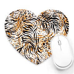 Tiger Pattern Background Heart Mousepads by danenraven