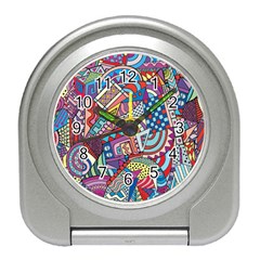 Abstract Art Color Geometry Pattern Travel Alarm Clock by danenraven