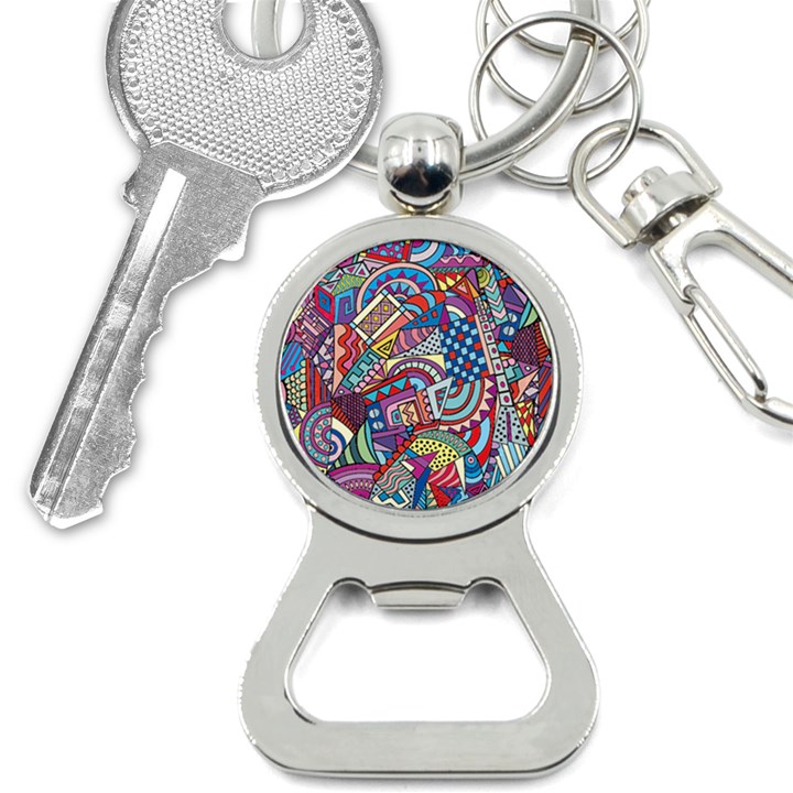 Abstract Art Color Geometry Pattern Bottle Opener Key Chain