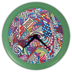 Abstract Art Color Geometry Pattern Color Wall Clock by danenraven